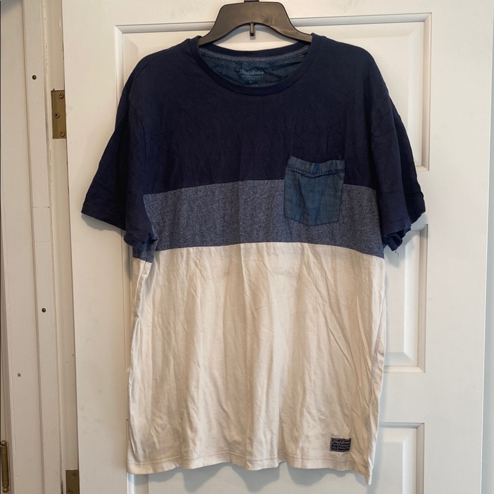 Colorblock Men's Shirt - Blue and White